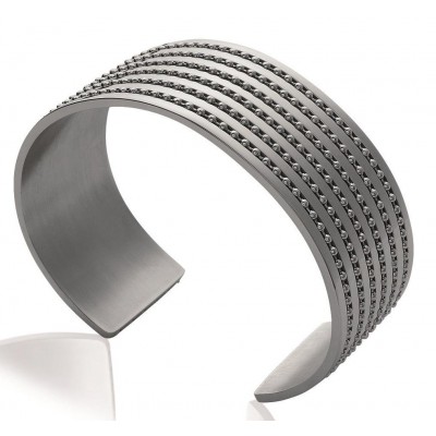 Bracelet manchette en acier gris - Iptica - Lyn&Or Bijoux