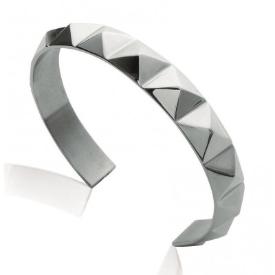 Bracelet jonc à pointes en acier gris pour femme - Malya - Lyn&Or Bijoux