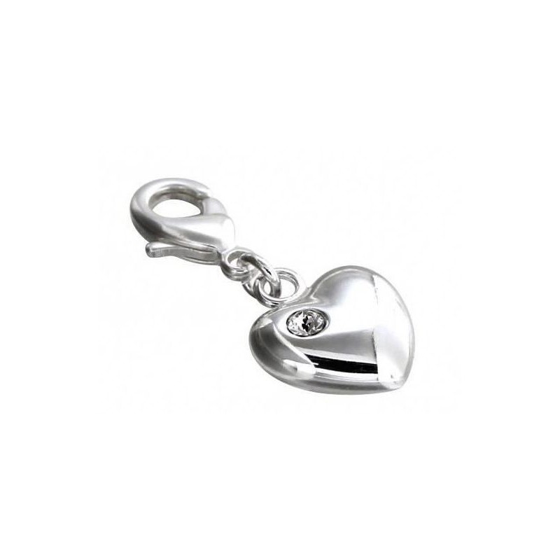 Charm en argent, résine noire, cristal de Swarovski, Light Heart Charm en argent, résine noire, cristal de Swarovski, Light Heart