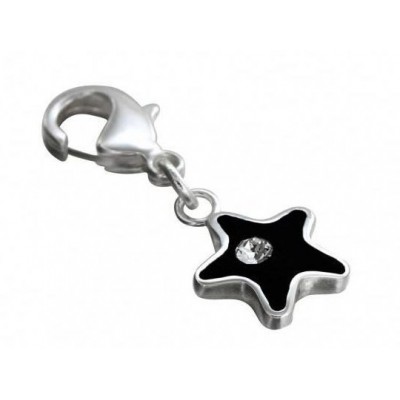 Charm étoile noire, argent et Swarovski pour femme - Black-Star - Lyn&Or Bijoux