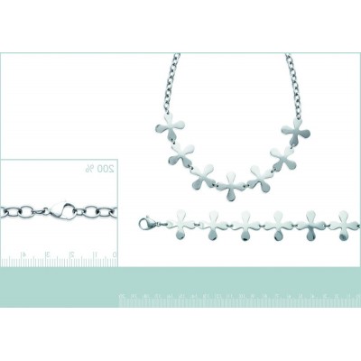 Bracelet tendance fleur en acier gris pour femme, Isaure - Lyn&Or Bijoux
