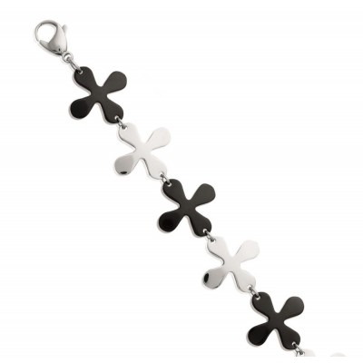 Bracelet fleur en acier noir pour femme - Isaure - Lyn&Or Bijoux