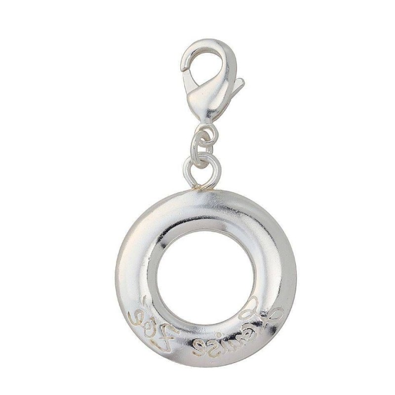Charm tendance pour femme LZ en argent 925, Cercle griffé Charm tendance pour femme LZ en argent 925, Cercle griffé