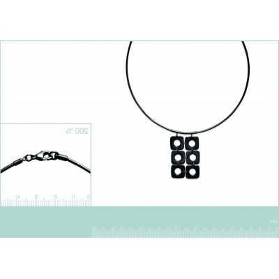 Pendentif & collier ras - de - cou pour femme en acier gris, Ylova - Lyn&Or Bijoux