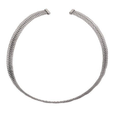 Collier rigide ouvert pour femme en acier gris tressé - Mabelle