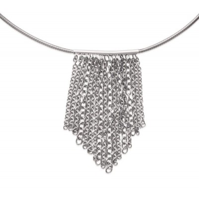 Collier ras-de-cou + grand pendentif en acier inoxydable - Edena
