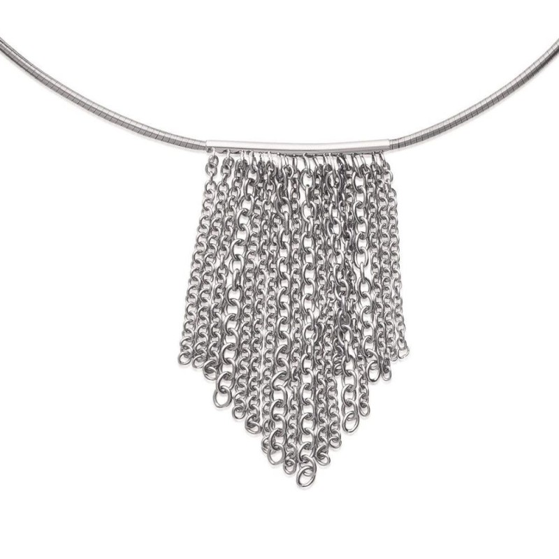 Collier ras-de-cou + grand pendentif en acier inoxydable - Edena