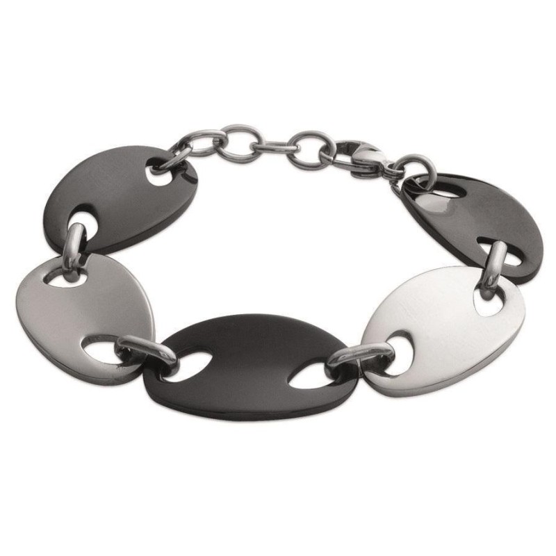 Bracelet femme en acier noir et argent - Glamour - Lyn&Or Bijoux