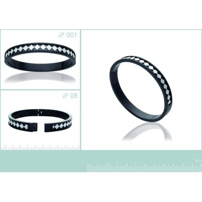 Bracelet jonc rigide pour femme en acier noir, Jouni - Lyn&Or Bijoux