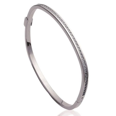 Bracelet jonc en acier, zirconium pour femme - Julia - Lyn&Or Bijoux