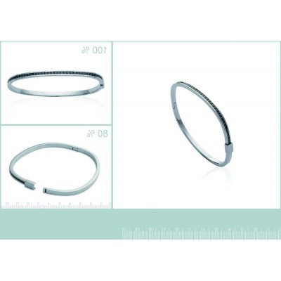 Bracelet jonc rigide pour femme en acier, zirconium noir, Triona - Lyn&Or Bijoux
