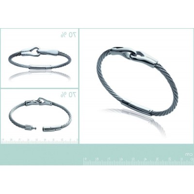Bracelet pour homme, câble en acier gris - Lyn&Or Bijoux