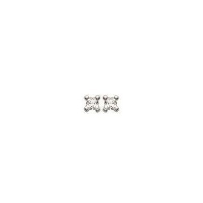Boucles d'oreille femme, argent + zircon carré 2 mm - Lyn&Or Bijoux