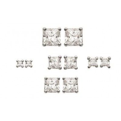 boucles d'oreilles puce pour femme & enfant en argent 925 et zirconia carré - Lyn&Or Bijoux
