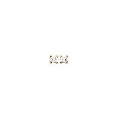 Boucles d'oreille femme et enfant, puces zircon solitaire 2mm en plaqué or - Lyn&Or Bijoux