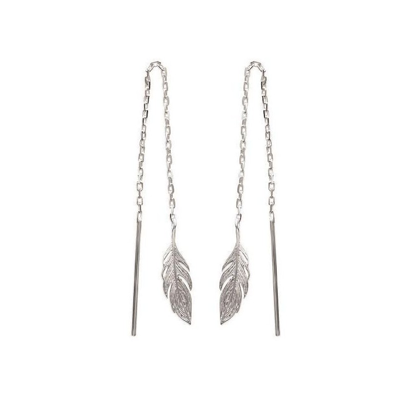 Chaînes d'oreille plume en argent pour femme - Bird - Lyn&Or Bijoux
