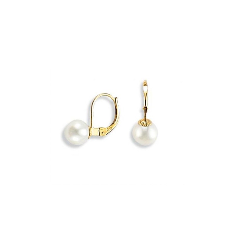 Boucle d'oreille en plaqué or, perle d'eau douce 6 mm, Douceur Boucle d'oreille en plaqué or, perle d'eau douce 6 mm, Douceur