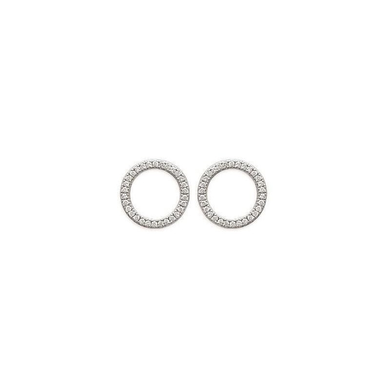 Boucles d'oreille femme, Cercle en Argent & Zircon- Rive Gauche - Lyn&Or Bijoux