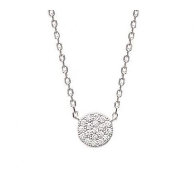 Collier femme argent, pendentif rond en zircon, Solia - Lyn&Or Bijoux