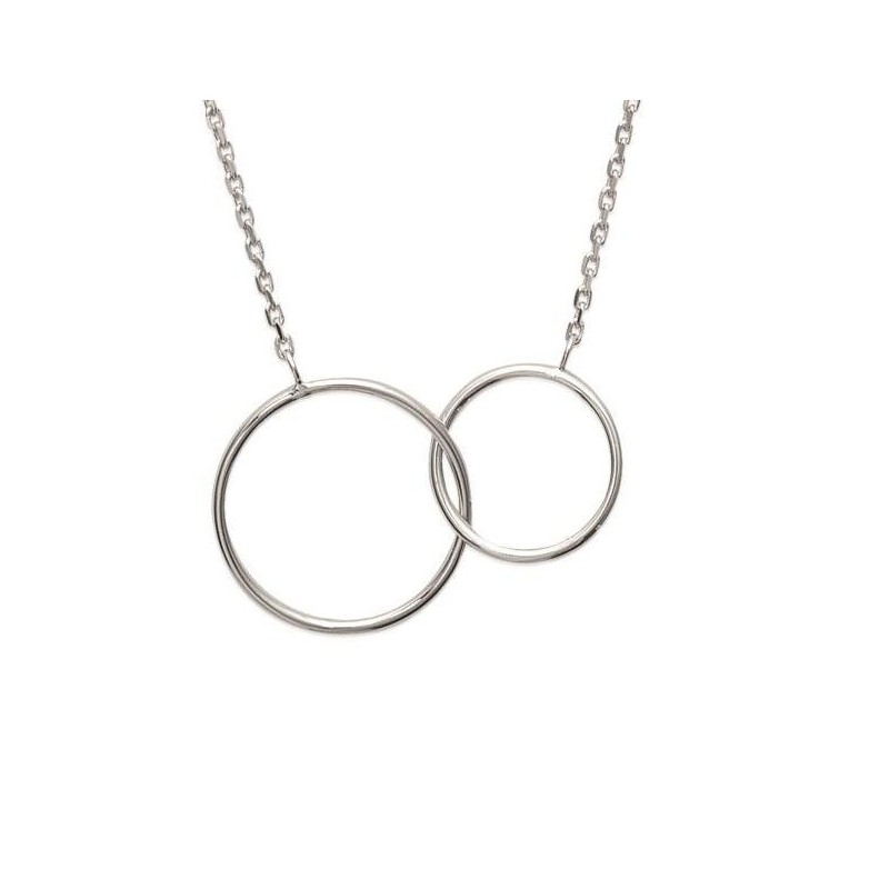 Collier pour femme en argent rhodié, 2 cercles entrelacés - Lyn&Or Bijoux