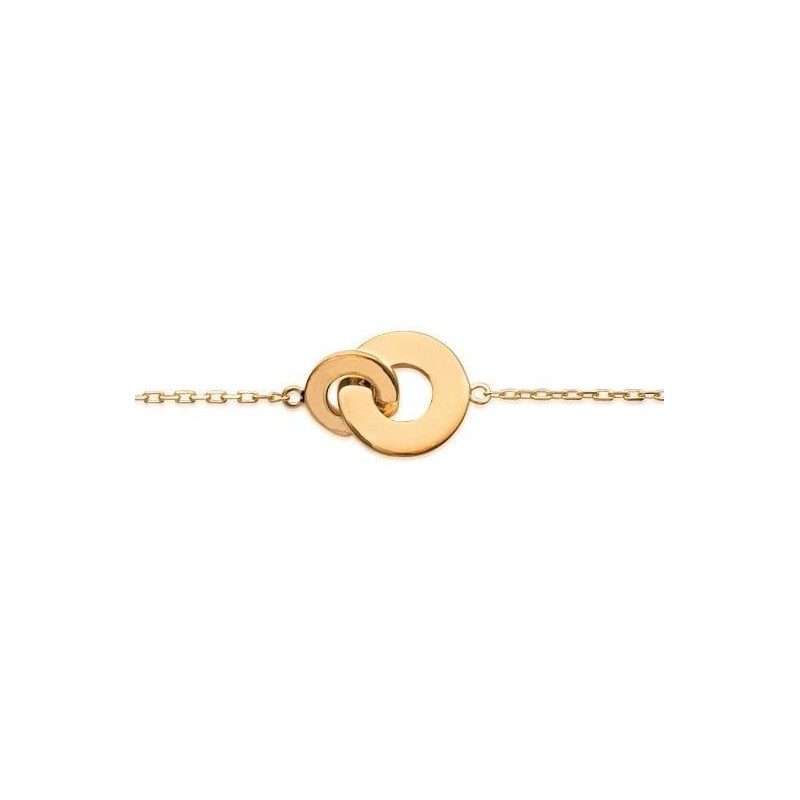 Bracelet femme en plaqué or, 2 anneaux entrelacés - Lyn&Or Bijoux