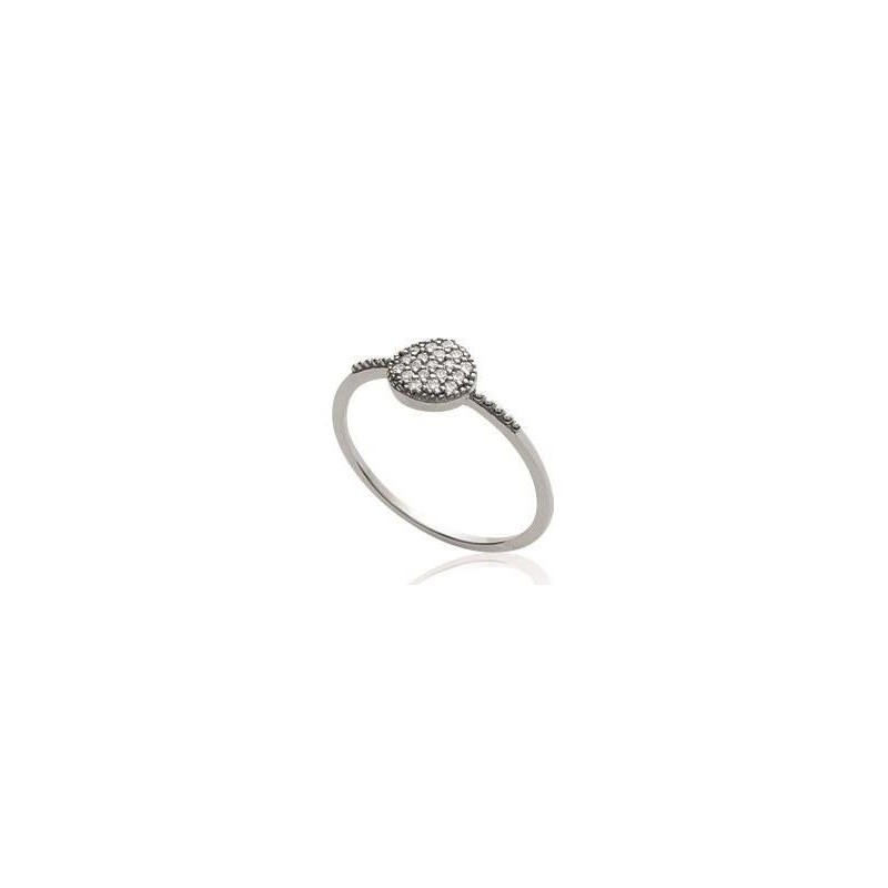 Bague pour femme en argent rhodié & rond de zircon - Solia - Lyn&Or Bijoux