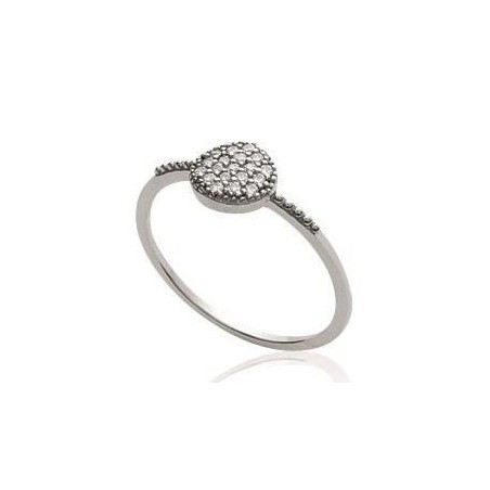 Bague pour femme en argent rhodié & rond de zircon - Solia - Lyn&Or Bijoux