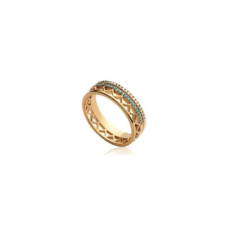 Bague en plaqué or et zircon et pierre turquoise - Cannelle - Lyn&Or Bijoux