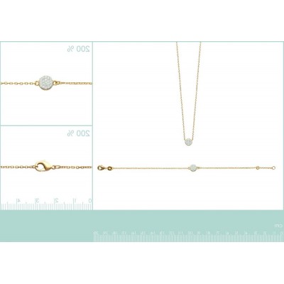 Collier femme en plaqué or, pendentif rond rehaussé de zircon - Lyn&Or Bijoux