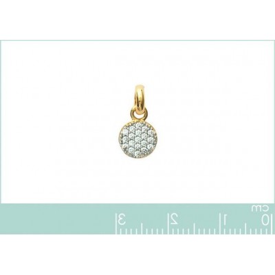 Pendentif femme en plaqué or, rond rehaussé de zircon - Lyn&Or Bijoux