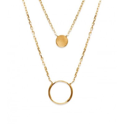 Collier double plaqué or, pendentifs ronds assortis - Lyn&Or Bijoux