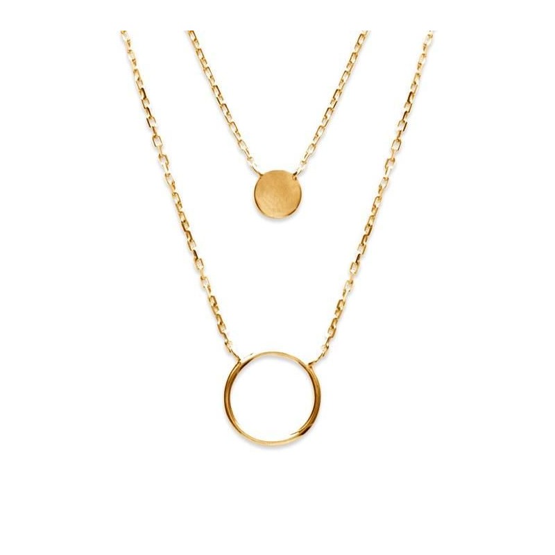 Collier double plaqué or, pendentifs ronds assortis - Lyn&Or Bijoux