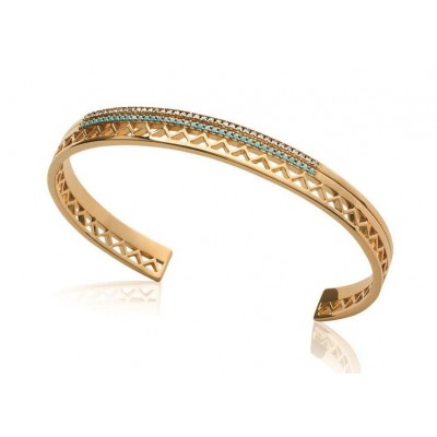 Bracelet Jonc en plaqué or et pierre turquoise pour femme - Cannelle - Lyn&Or Bijoux