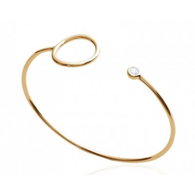Bracelet Jonc femme, anneau en plaqué or et zircon - Mariage - Lyn&Or Bijoux