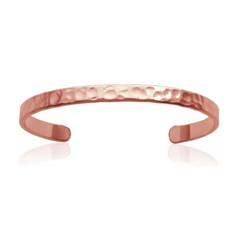 Bracelet Jonc en plaqué or rose frappé pour femme - Tijuana - Lyn&Or Bijoux