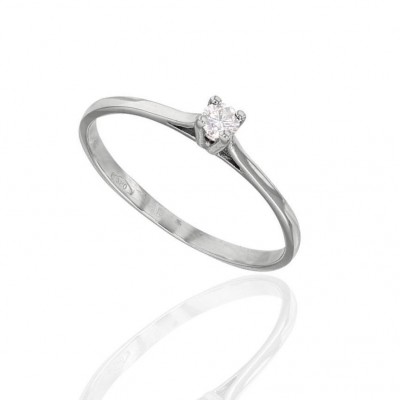 Bague solitaire or blanc pour femme, diamant - Roxane - Lyn&Or Bijoux