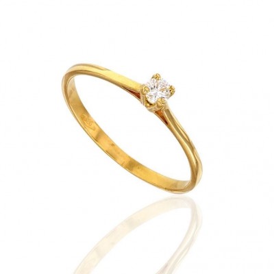 Bague femme en or jaune avec diamant solitaire - Roxane - Lyn&Or Bijoux