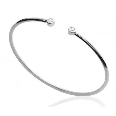 Bracelet Jonc ouvert pour femme, Argent rhodié & zircon - Melo - Lyn&Or Bijoux