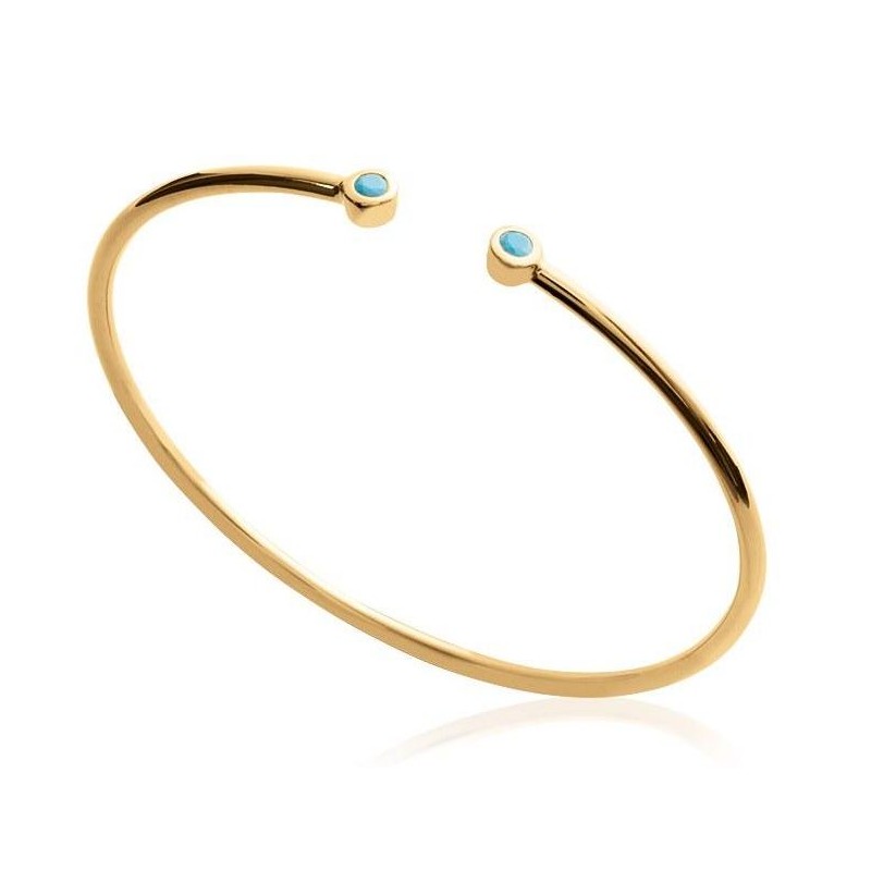 Bracelet Jonc en plaqué or et pierre turquoise pour femme - Melo - Lyn&Or Bijoux