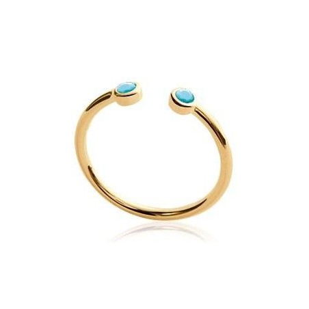 Bague femme, anneau ouvert en plaqué or et pierre turquoise - Melo - Lyn&Or Bijoux
