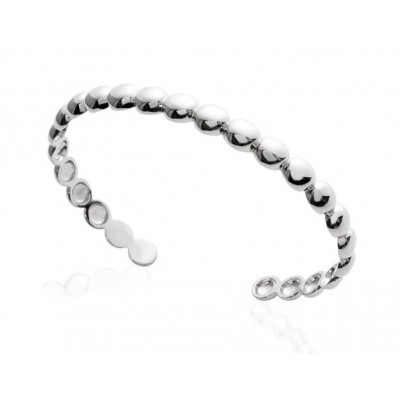 Bracelet Jonc perlé en argent rhodié pour femme - Solia - Lyn&Or Bijoux