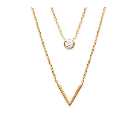 Double collier en plaqué or et zircon pour femme - Voletta - Lyn&Or Bijoux