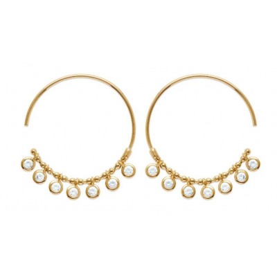 Créoles orientales en plaqué or et zircon pour femme - Ybel - Lyn&Or Bijoux