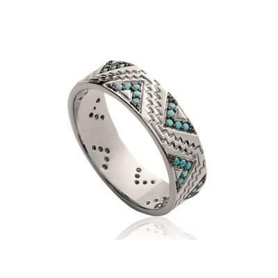 Bague femme, anneau en argent rhodié & pierre turquoise - Ysena - Lyn&Or Bijoux