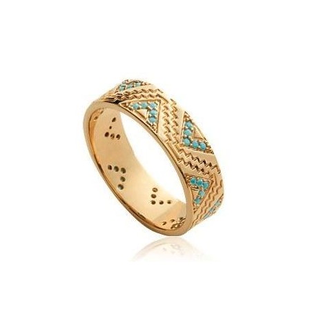 Bague en plaqué or et pierre turquoise pour femme - Ysena - Lyn&Or Bijoux