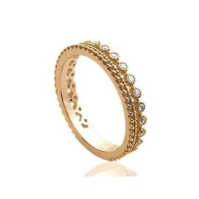 Alliance pour femme originale en plaqué or & zircon - Ekolia - Lyn&Or Bijoux