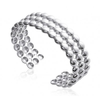 Bracelet manchette perlé en argent rhodié pour femme - Solia - Lyn&Or Bijoux