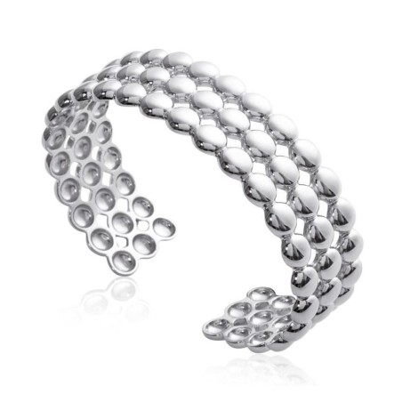 Bracelet manchette perlé en argent rhodié pour femme - Solia - Lyn&Or Bijoux