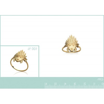Bague en plaqué or pour femme, Tête d'indien - Bijoux femme - Lyn&Or Bijoux