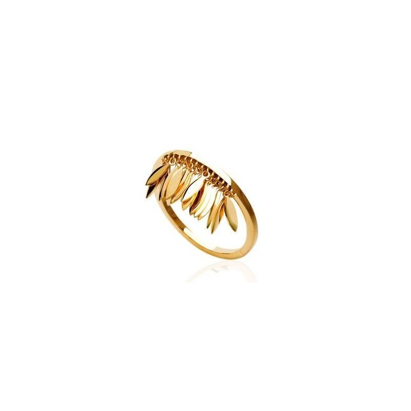 Bague femme avec des breloques plumes en plaqué or - Zana - Lyn&Or Bijoux